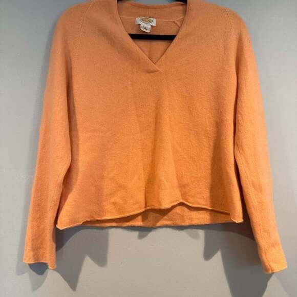 Talbots Woman Orange Merino Wool V-Neck Sweater - Picture 1 of 4